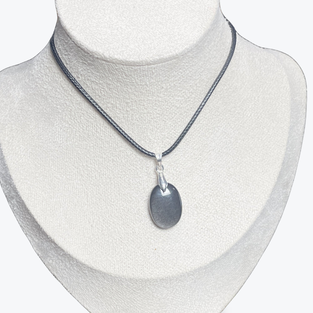 Pendentif Obsidienne Argentée Ovale