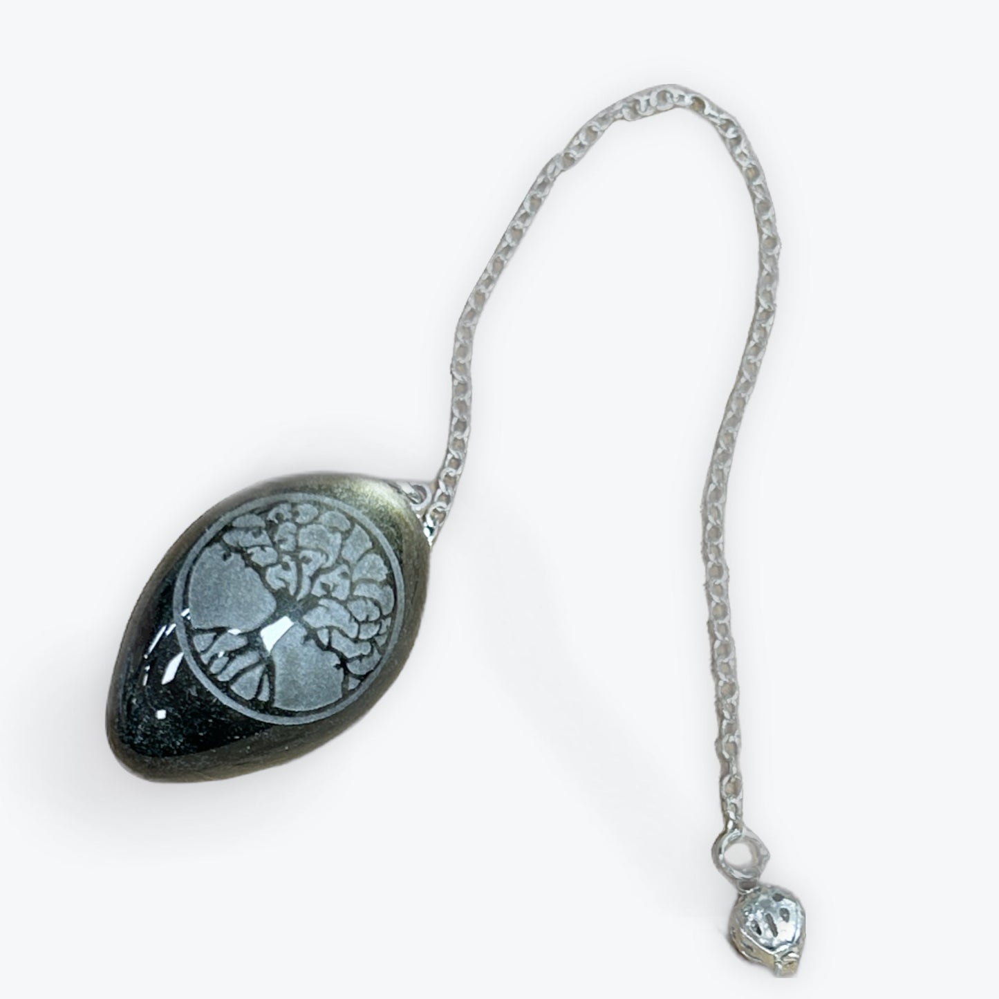 Pendule Obsidienne Doree | Gravée Arbre De Vie | 27gr - 4x2,5cm | Qualire Extra