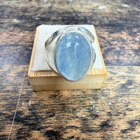 Bague ouverte aigue-marine cabochon