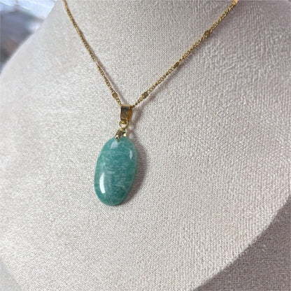 Pendentif Amazonite Ovale - Avec belière