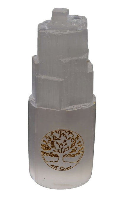 Monolithe Sélénite gravé - Arbre de Vie