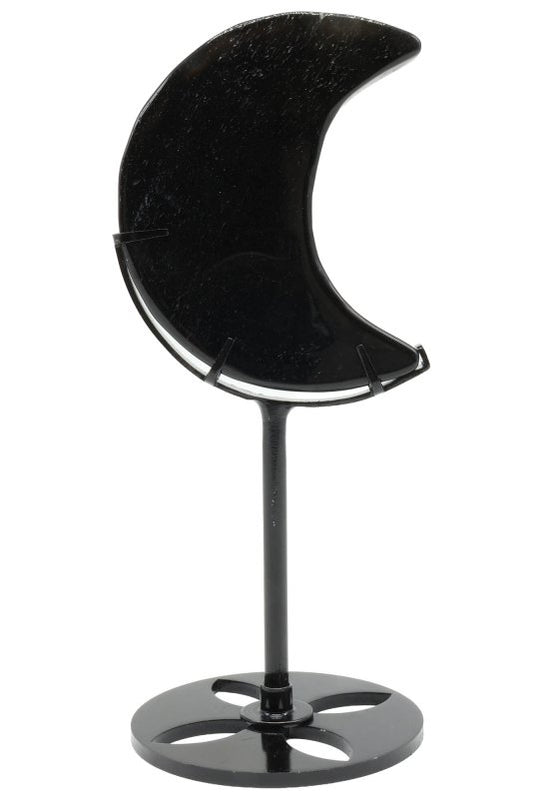 Lune Obsidienne Noire sur socle 16cm