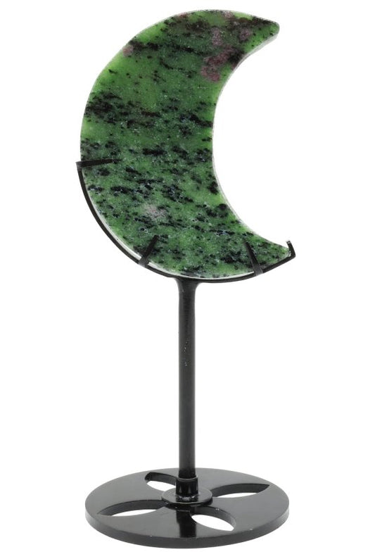 Lune Rubis Zoïsite sur socle 16cm