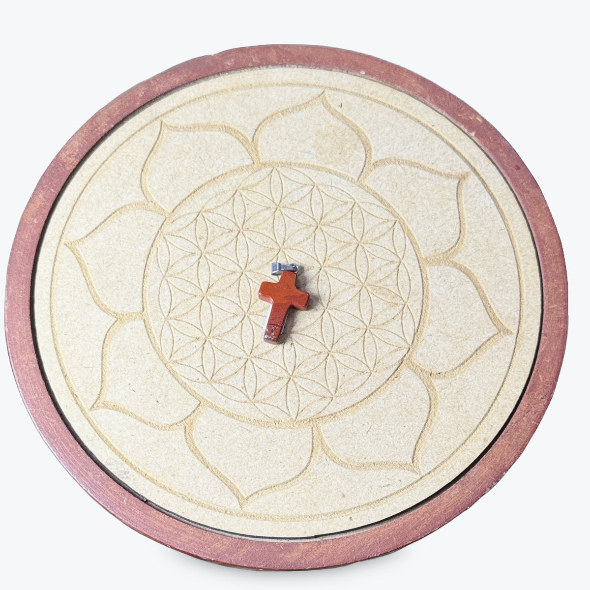 Pendentif Petite Croix Jaspe Rouge