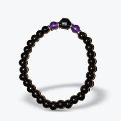 Bracelet en Onyx Naturel noir Mix - Perles rondes 6 mm – Améthyste ou Œil de tigre