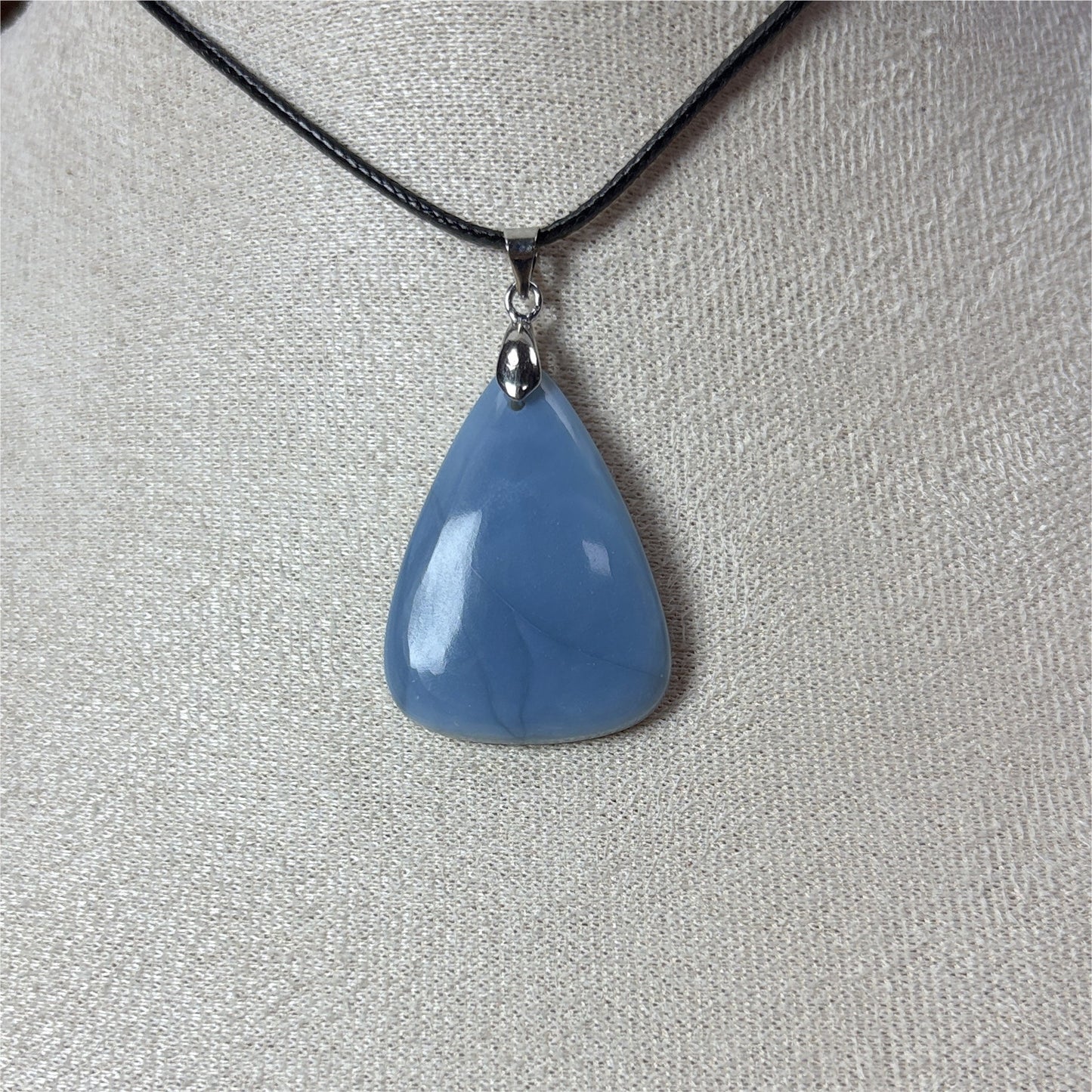 Pendentif | Agate Bleu Naturel | Beliere Acier Inoxydable