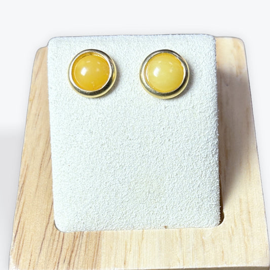 Boucle d'oreilles puce Ambre Jaune vermeil