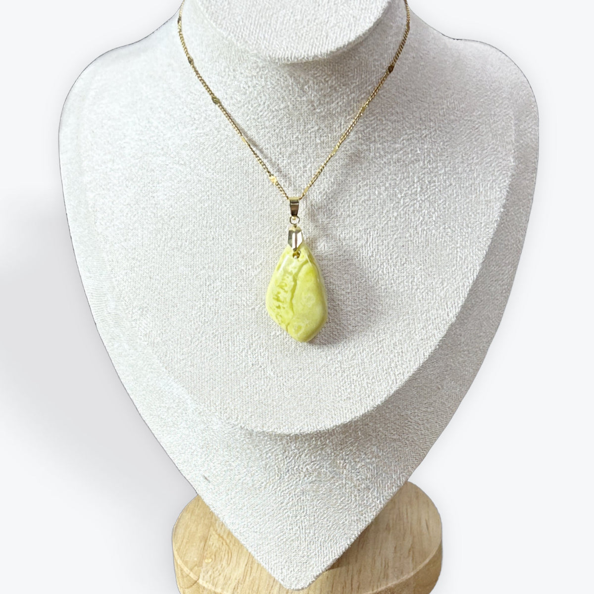 Serpentine jaune Pendentif Pierre roulée