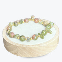 Bracelet Unakite avec séparations dorée