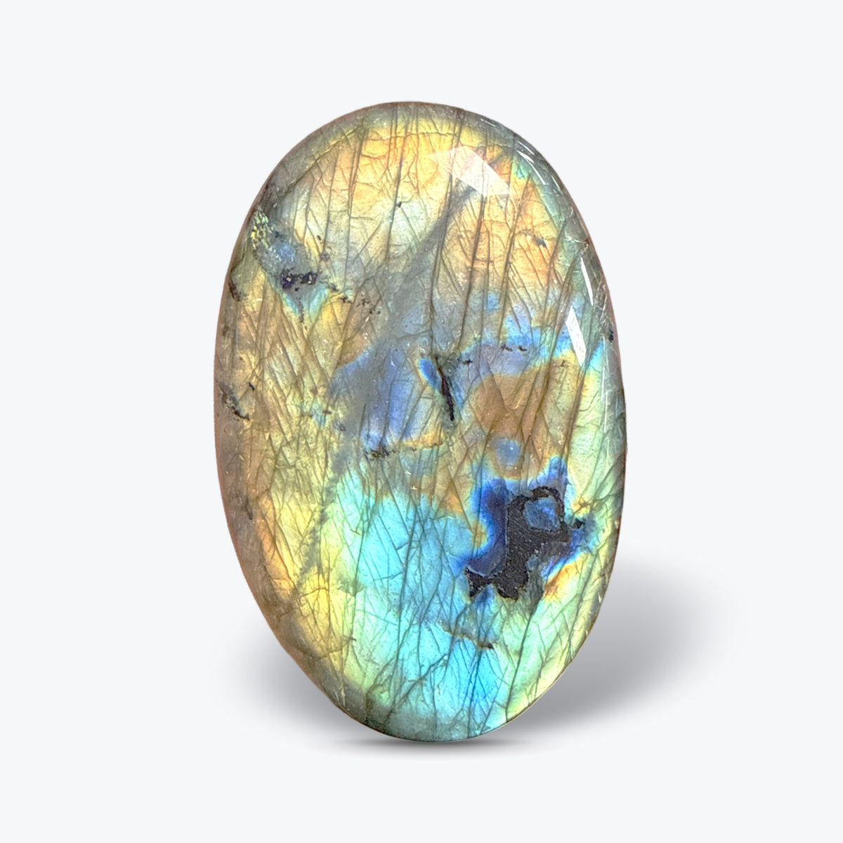 Galet Ovale Poli en Labradorite Naturelle Orange de Madagascar – 4 tailles, 6 à 11 cm