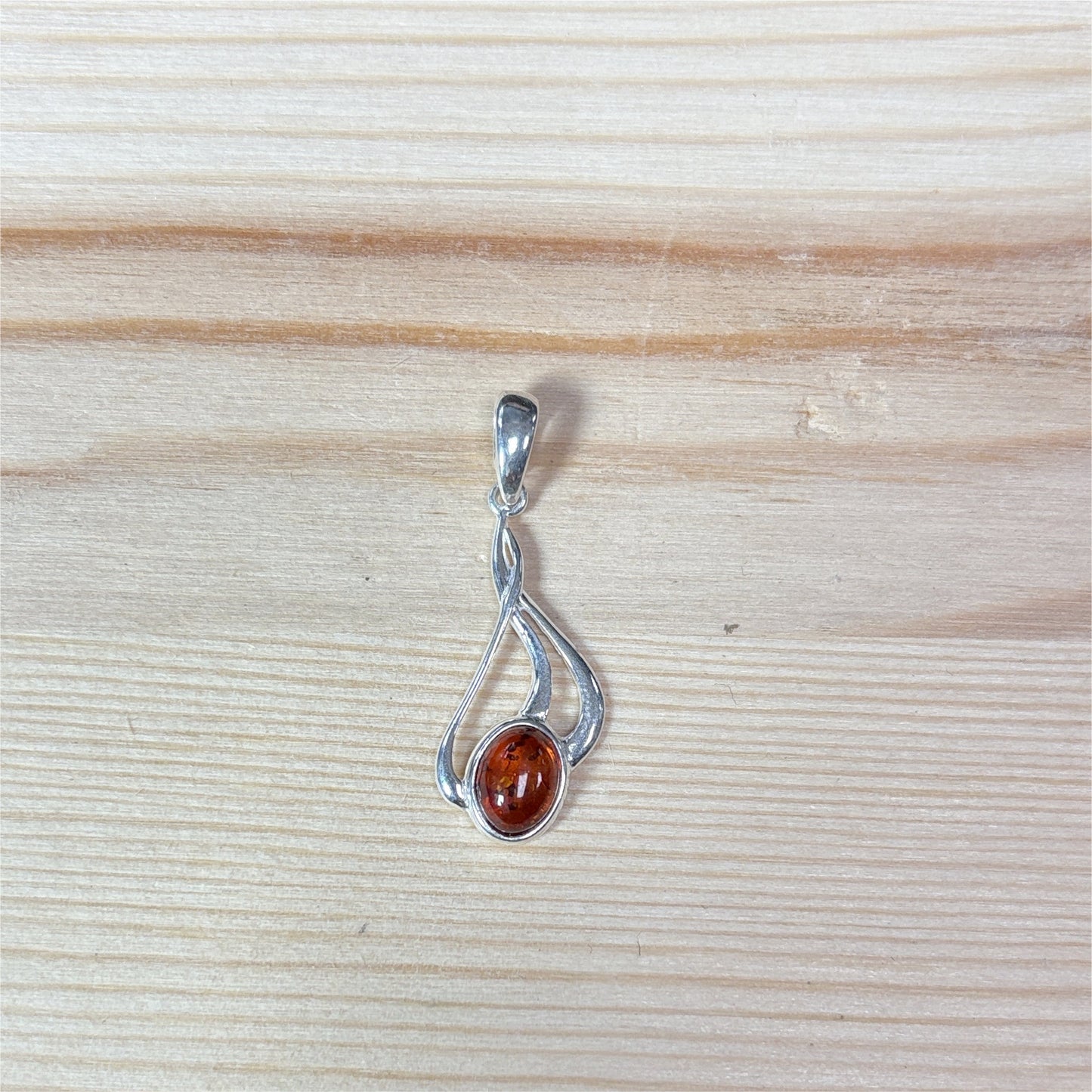 Pendentif Ambre ovale - Argent 925