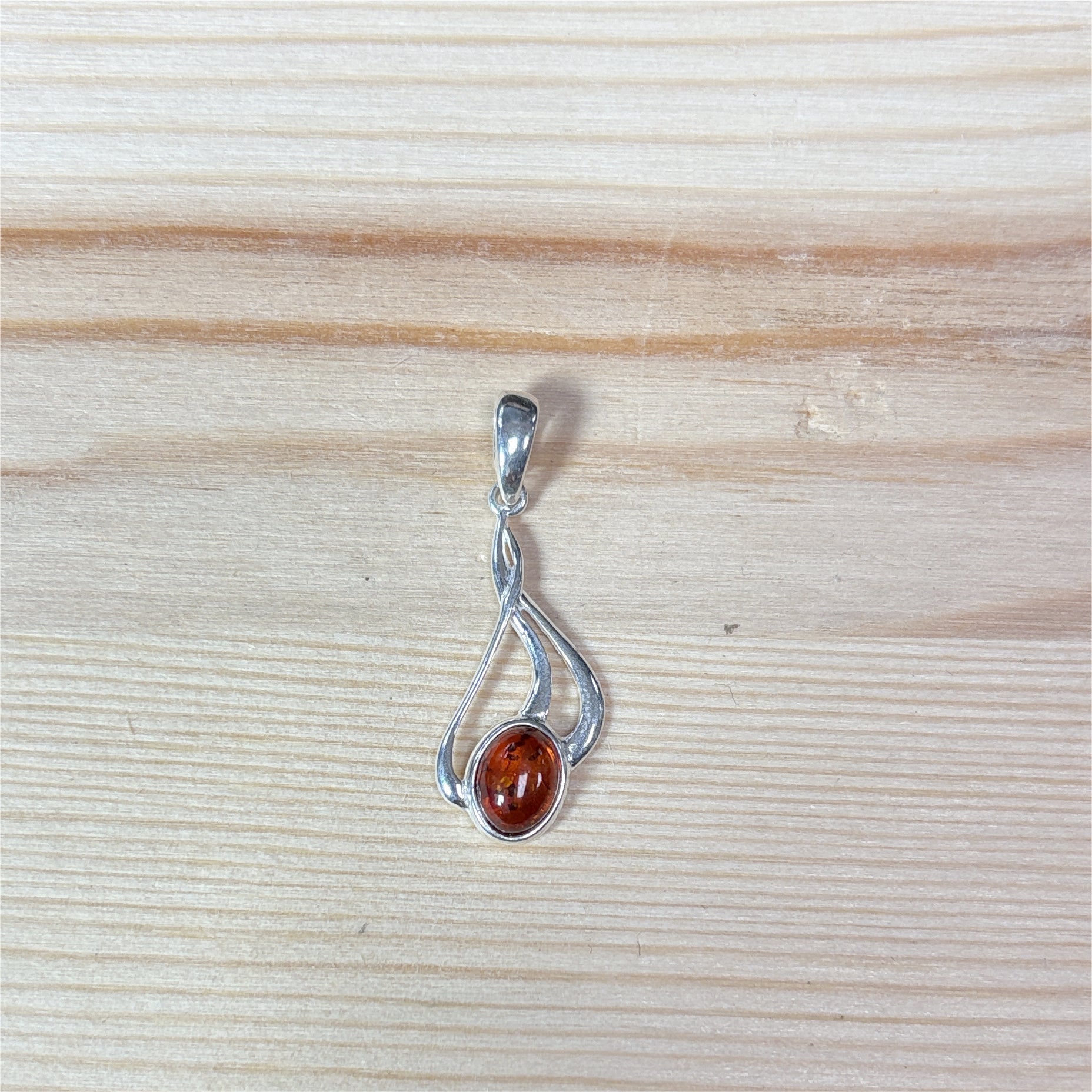 Pendentif Ambre ovale - Argent 925