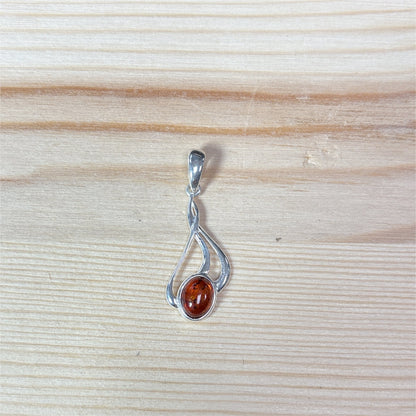 Pendentif Ambre ovale - Argent 925
