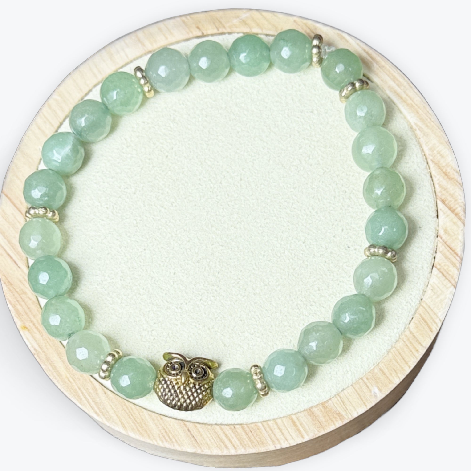 Bracelet Aventurine Verte Facetté avec Décors Dorée - 3