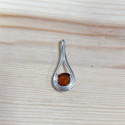 Pendentif Ambre rond Simple argent 925