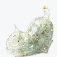 Figurine de Chat en Résine 4,5 cm avec Queue, Décoration en Aventurine verte