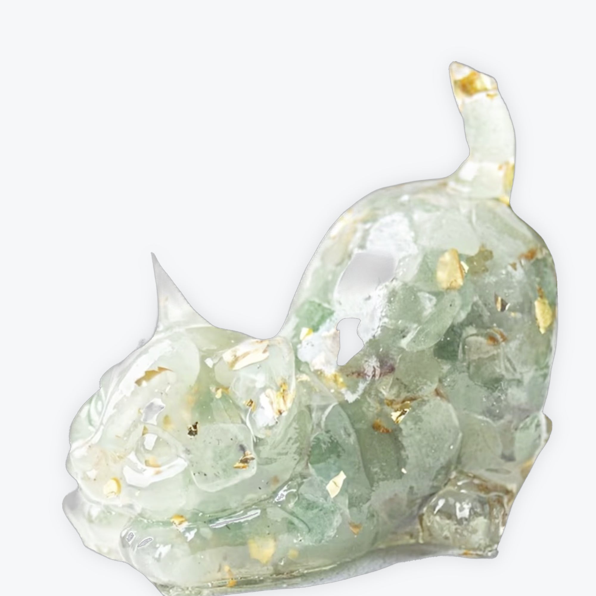 Figurine de Chat en Résine 4,5 cm avec Queue, Décoration en Aventurine verte