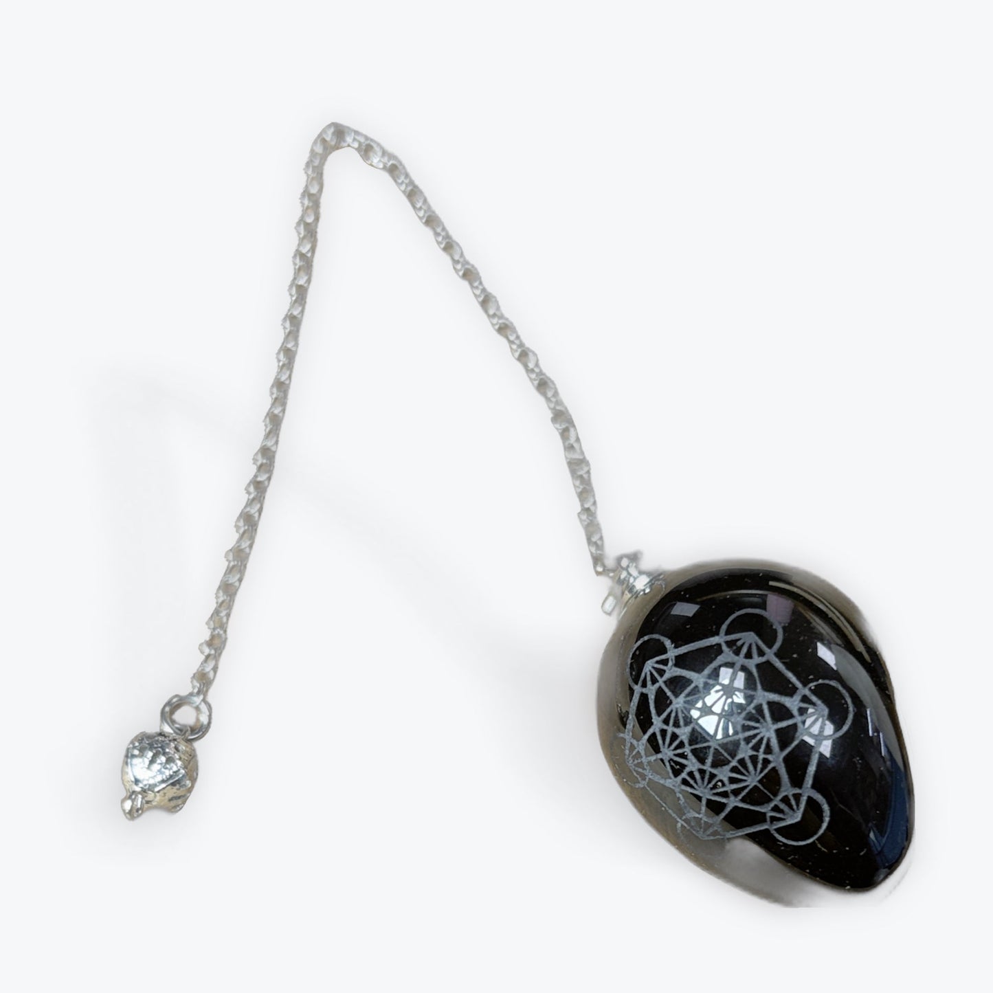 Pendule Obsidienne Noir gravee Metatron | 37gr - 3x4cm