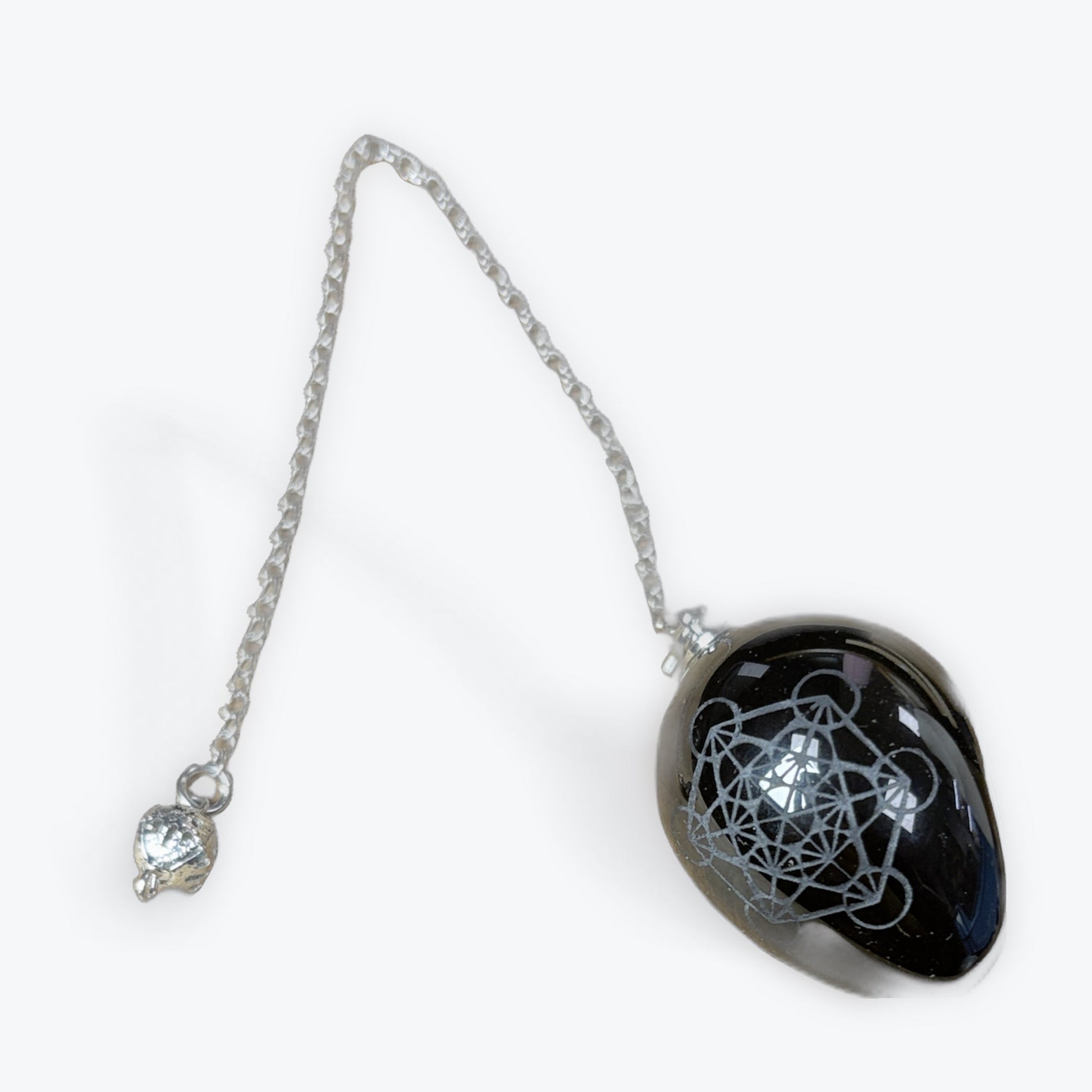 Pendule Obsidienne Noir gravee Metatron | 37gr - 3x4cm