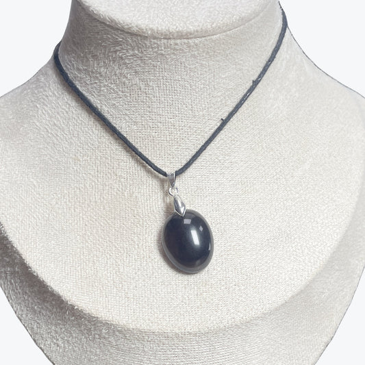 Pendentif quartz enfumé ovale