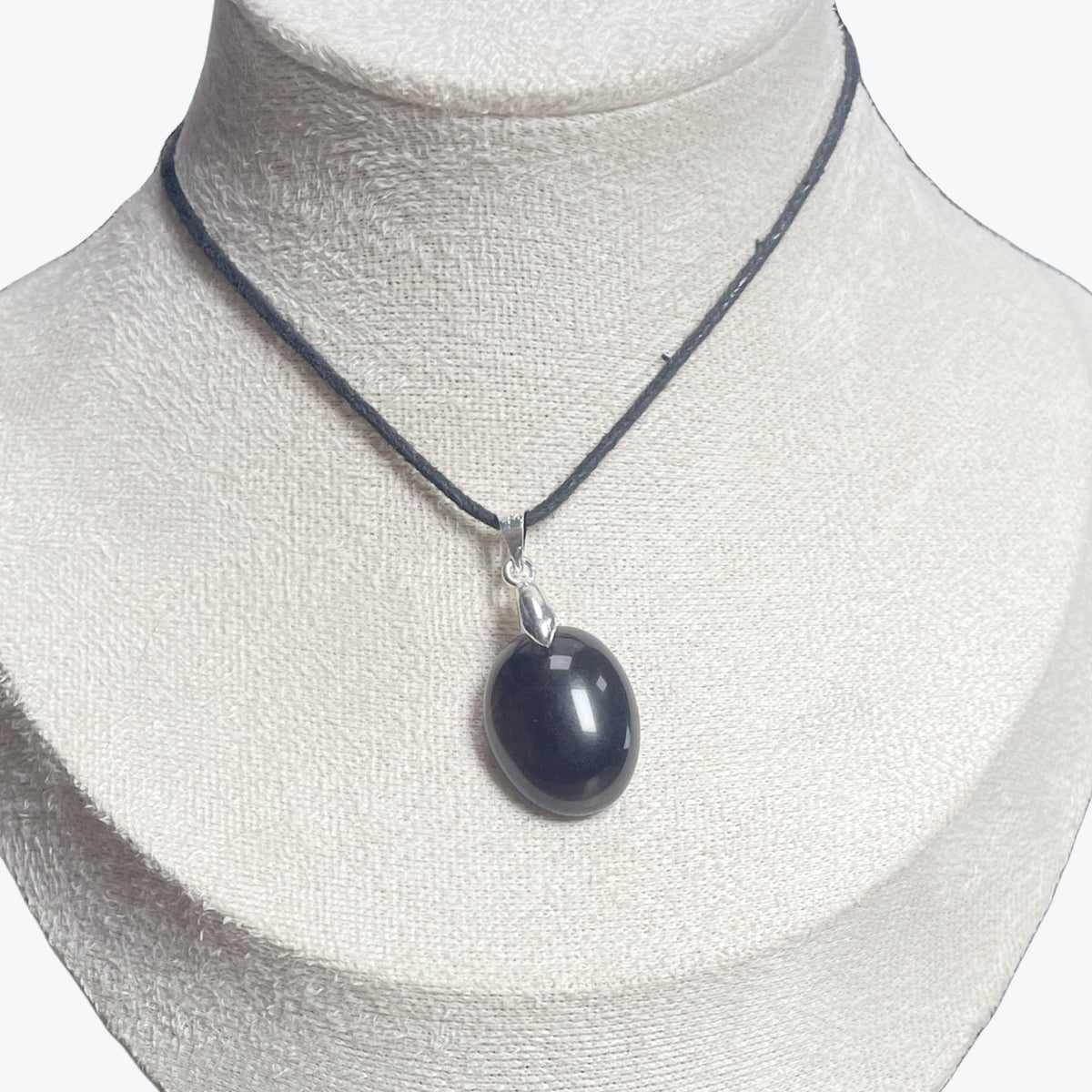Pendentif quartz enfumé ovale