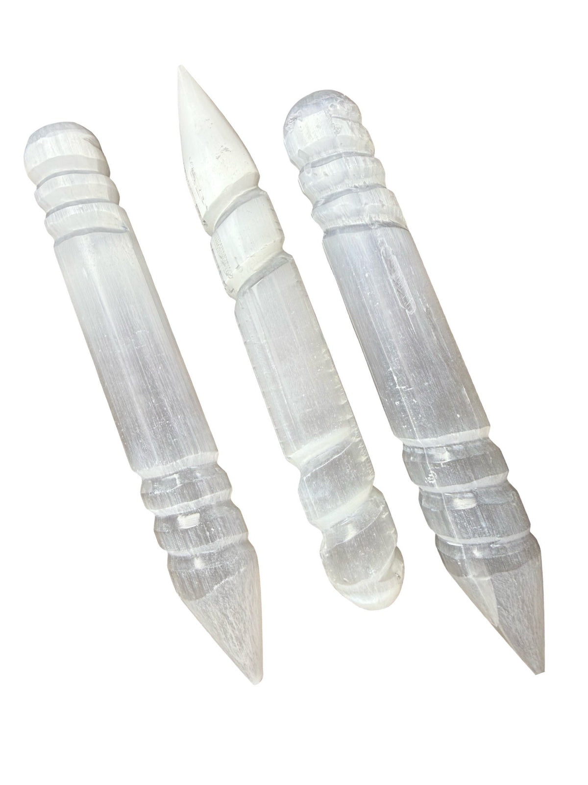 Baguette de massage en sélénite, pierre naturelle du Maroc, Grand, Petit, 20x3cm, 243 g
