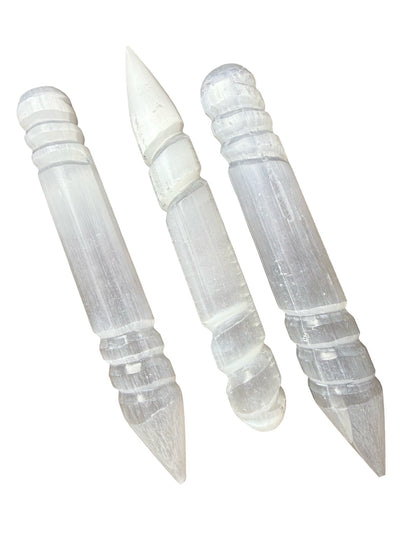 Baguette de massage en sélénite, pierre naturelle du Maroc, Grand, Petit, 20x3cm, 243 g