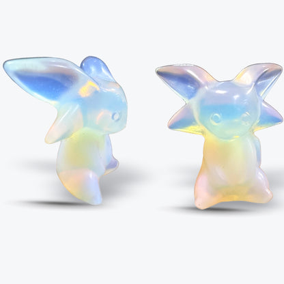 Figurine Mentali Pokémon en Opalite Naturelle – Polie, Reflets Bleus et Orangés - Pièce unique | 15gr - 3,5x2cmcm