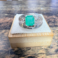 Bague Émeraude Colombie taille rectangle