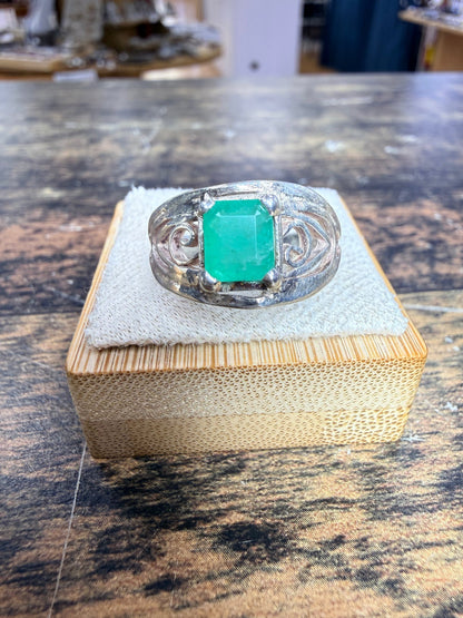 Bague Émeraude Colombie taille rectangle