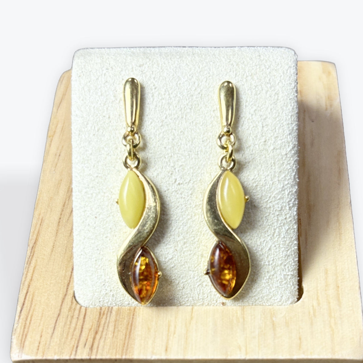 Boucle d'oreilles Ambre  - Vermeil Argent 925
