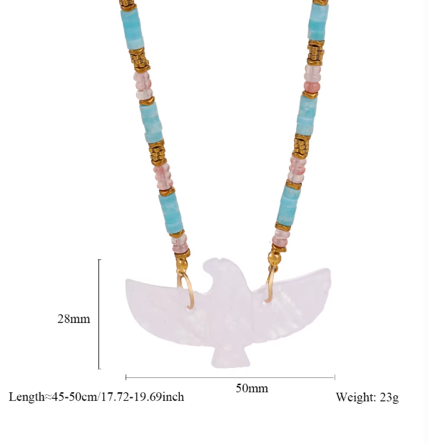 Collier BOHO Aigle Acier — Perles Pierres Naturelles