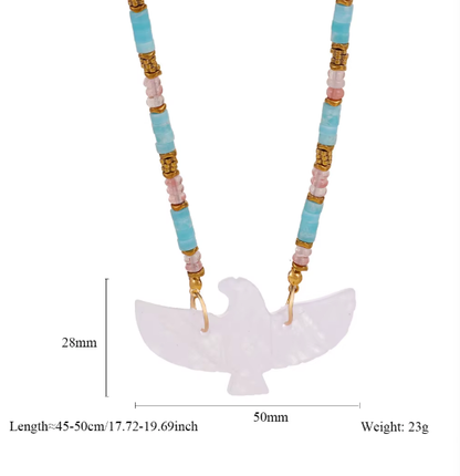 Collier BOHO Aigle Acier — Perles Pierres Naturelles