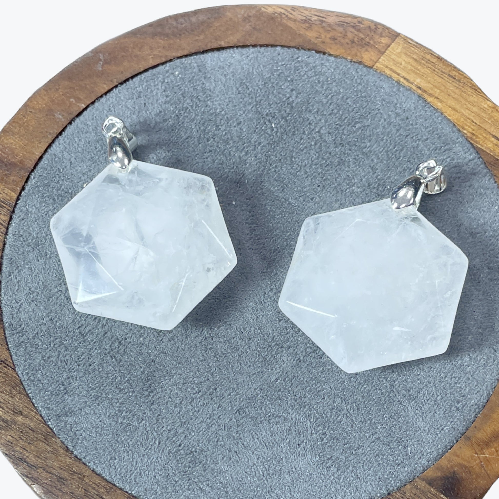 Pendentif Cristal de roche hexagone facetté