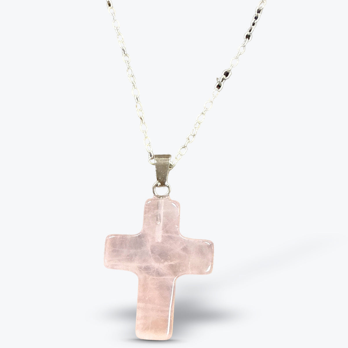 Pendentif Croix en Pierre Naturelle Polie, 15 pierres au choix, bélière et chaîne | 1,8x2,5x4cm