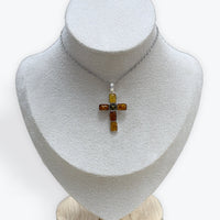 Pendentif Ambre Croix - Argent 925