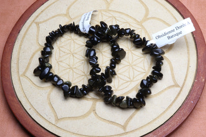 Bracelet Obsidienne Dorée
