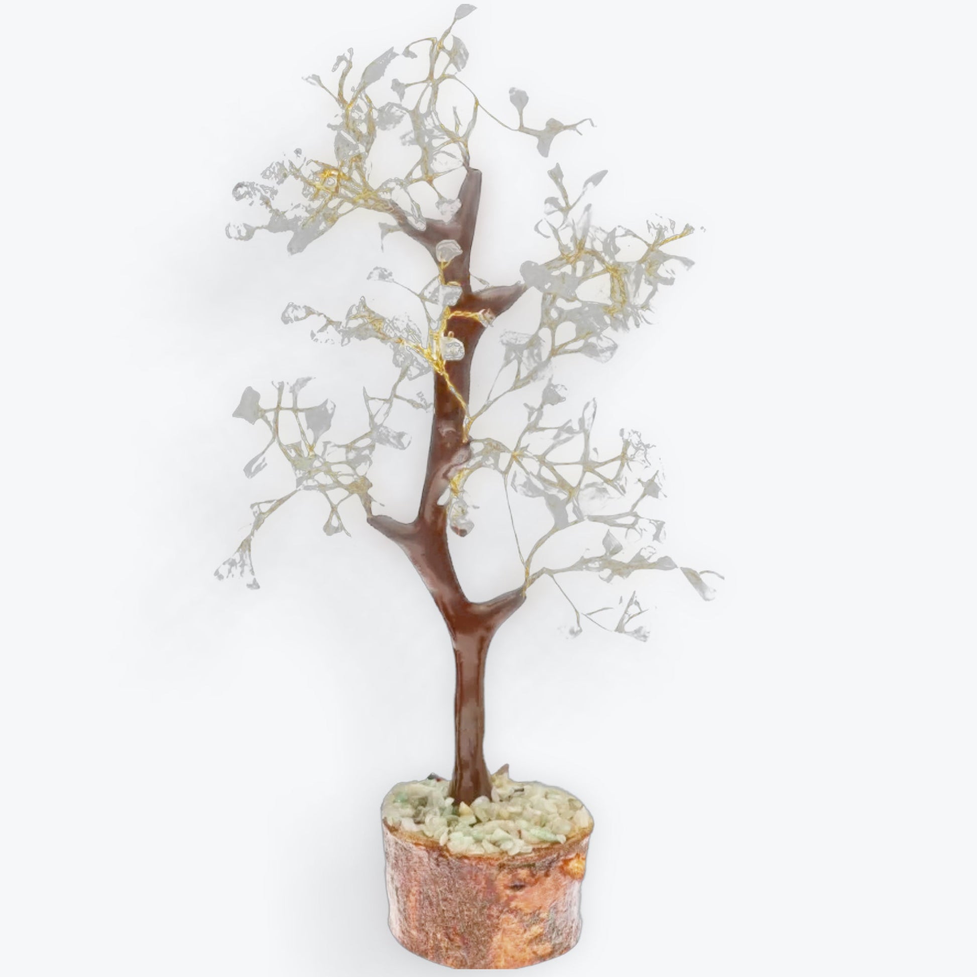 Arbre petit en aigue-marine avec base en bois - 3