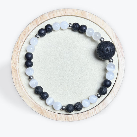 Bracelet Pierre De Lave Et Sélénite