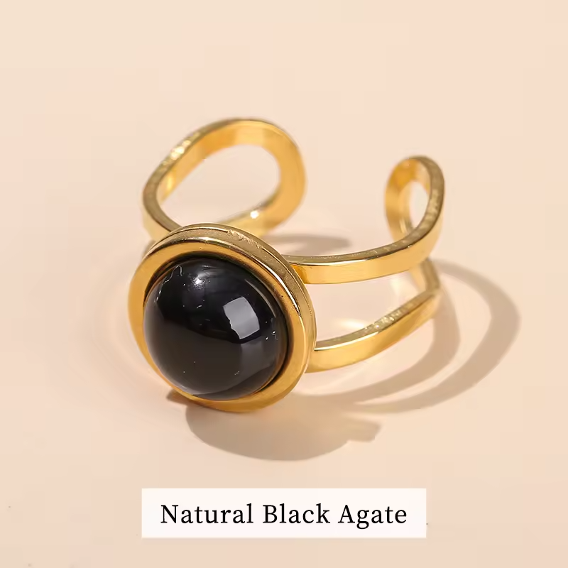 Bague Ajustable en Acier Inoxydable - Onyx