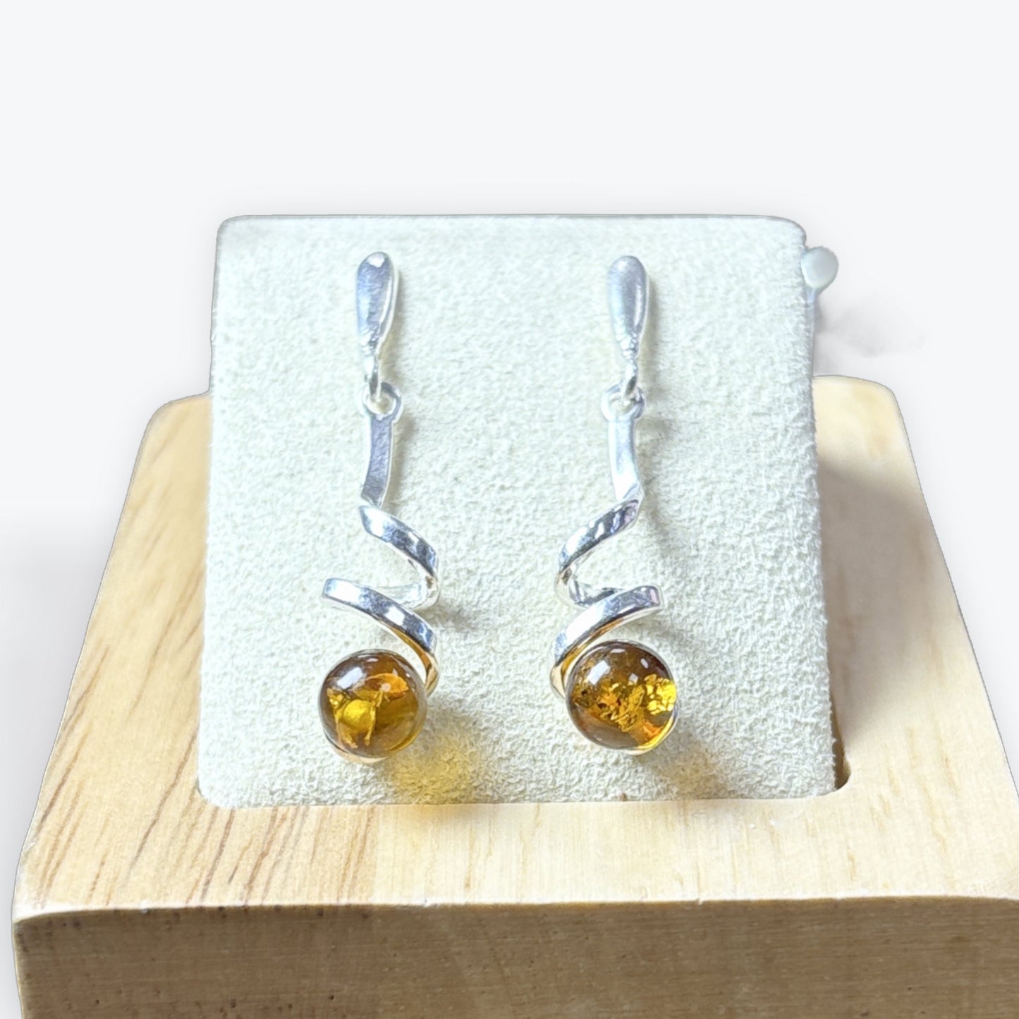 Boucle d'oreilles Torsadée en Ambre et Argent 925