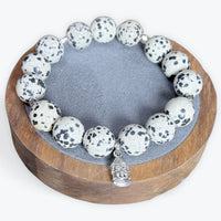 Bracelet Jaspe Dalmatien 12mm Avec Apprêt