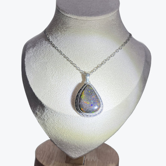 Pendentif Opale Noir en argent 925 - 3