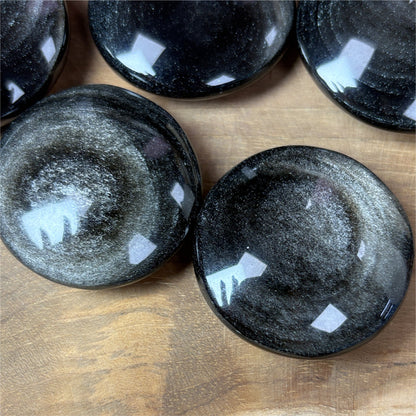Galet rond - Obsidienne Argentée