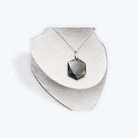 Pendentif obsidienne dorée hexagone