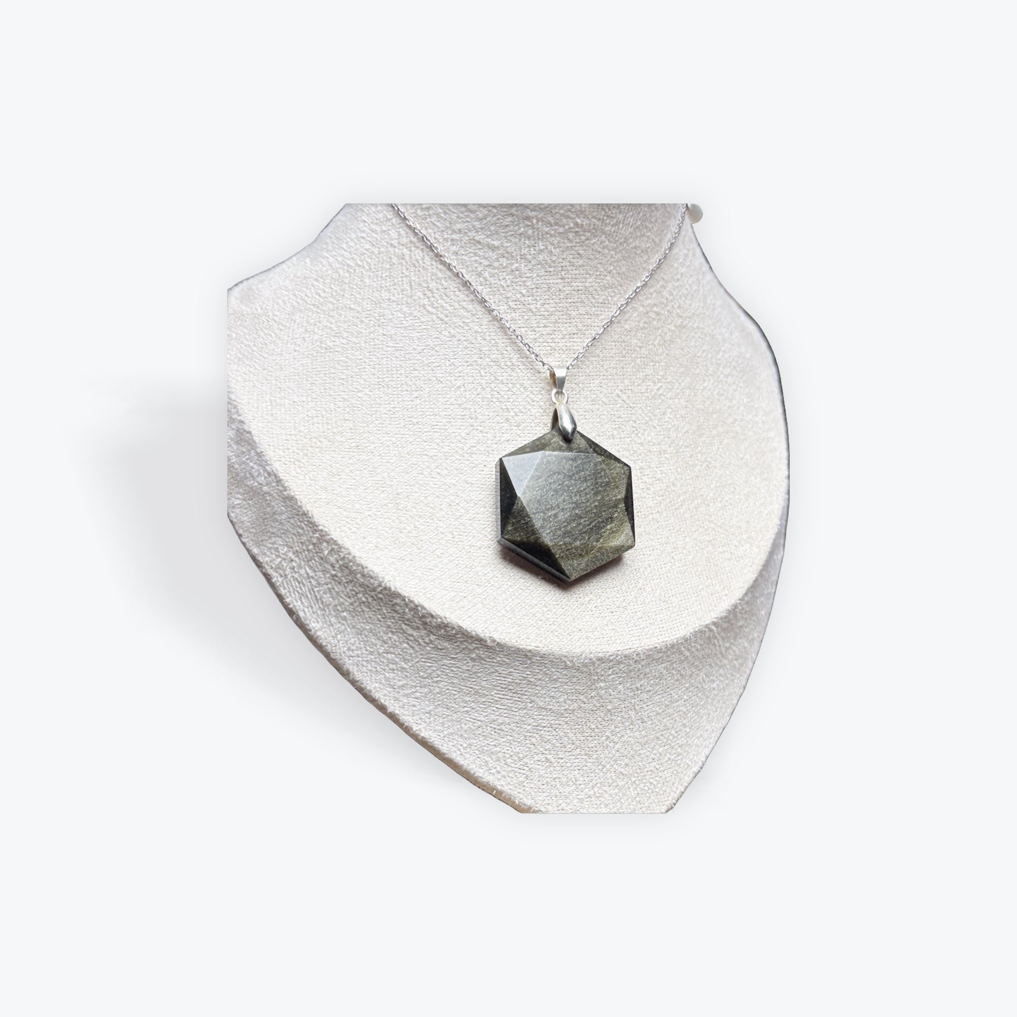 Pendentif obsidienne dorée hexagone