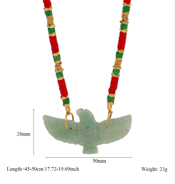 Collier BOHO Aigle Acier — Perles Pierres Naturelles
