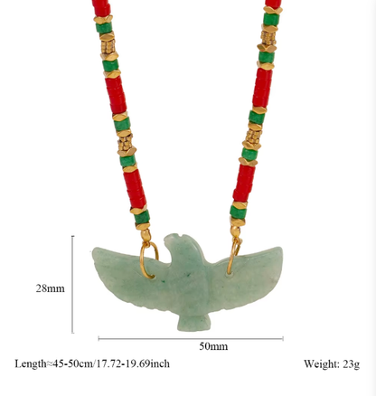 Collier BOHO Aigle Acier — Perles Pierres Naturelles
