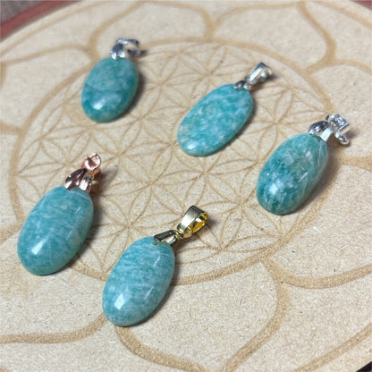 Pendentif Amazonite Ovale - Avec belière