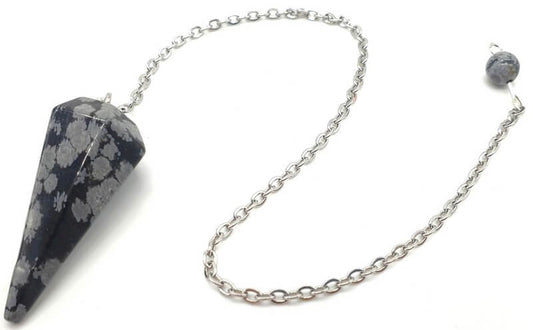 Pendule conique Obsidienne Neige 3.5cm